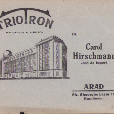 HST A247 Plic reclamă casa de import Carol Hirschmann Arad comerciant evreu