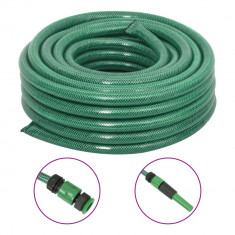 vidaXL Furtun de grădină cu set de racorduri, verde, 50 m, PVC