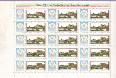 Rom&amp;acirc;nia - 1968 - LP 685 - Ziua Mărcii Poștale Rom&amp;acirc;nești - minicoala - MNH. foto