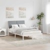 VidaXL Cadru de pat Alb și gri deschis 135 x 190 cm Lemn masiv de pin 878763