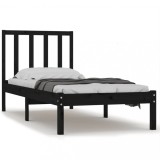 Cumpara ieftin Cadru de pat mic single, negru, 75x190 cm, lemn masiv de pin