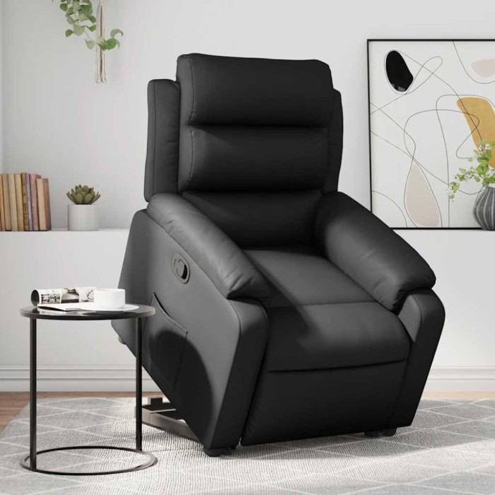 vidaXL Fotoliu rabatabil cu ridicare, negru, piele ecologică 3205042