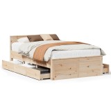 Cumpara ieftin Cadru pat fara saltea/cu tablie, 135x190 cm, lemn masiv de pin
