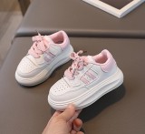 Adidasi albi cu dungi roz pentru fetite - Glamy (Marime Disponibila: Marimea 25)