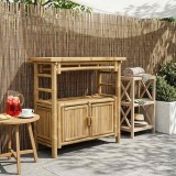 vidaXL Masă de consolă cu raft cu ușă natural 80 x 35 x 75 cm Bambus 42028059