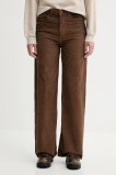 Levi&#039;s pantaloni de catifea cord RIBCAGE WL BRAIDED culoarea maro, lat, high waist, 001US