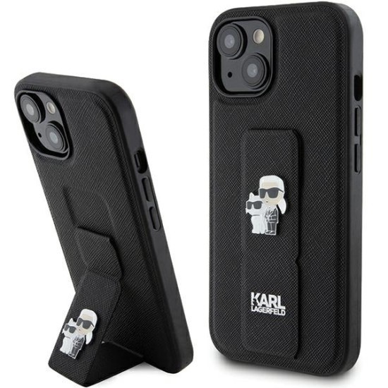 Husa pentru iPhone 15 / iPhone 14 / iPhone 13 - Karl Lagerfeld Saffiano Gripstand (KLHCP15SGSAKCPK) - Karl&amp;Choupette