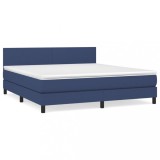 Cumpara ieftin Pat continental cu saltea, albastru, 160x200cm, material textil