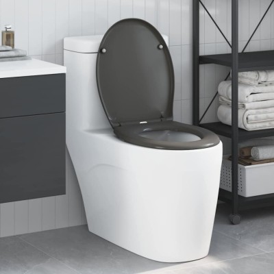 Capac WC cu eliberare rapidă &amp;icirc;nchidere lentă antracit duroplast foto