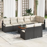 VidaXL Set de Canapea pentru Grădină 9 pcs Negru, alb Mare