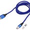 Cablu USB Magnetic 1m Albastru 3A Textilă