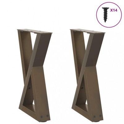 vidaXL Picioare pentru măsuță de cafea, 2 buc., oțel natural, 38x(42-43,3) cm 4012703 foto
