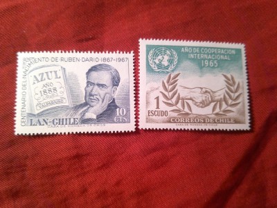 2 Timbre Chile 1966 ONU si 1967 Ruben Dario foto