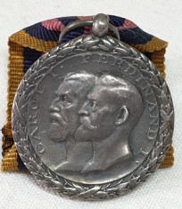Medalie Regele Carol si Ferdinand 1877-1927 Semicent Independenta ARGINT MARCAT foto