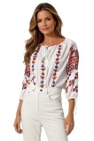 Bluza dama tip ie R25 alb/albastru , marimea 2XL, Casual, Bumbac