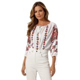 Bluza dama tip ie R25 alb/albastru , marimea 2XL