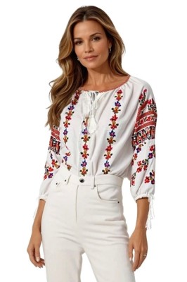 Bluza dama tip ie R25 alb/albastru , marimea 2XL foto