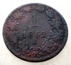F.111 AUSTRIA 1 KREUZER 1862 E, Europa, Cupru (arama)