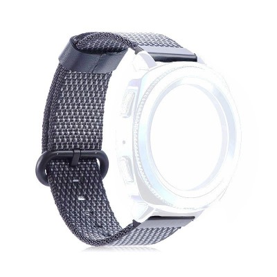 Curea material textil, compatibila Huawei Watch GT 2 46mm, telescoape Quick Release, 22mm, Negru/Argintiu foto