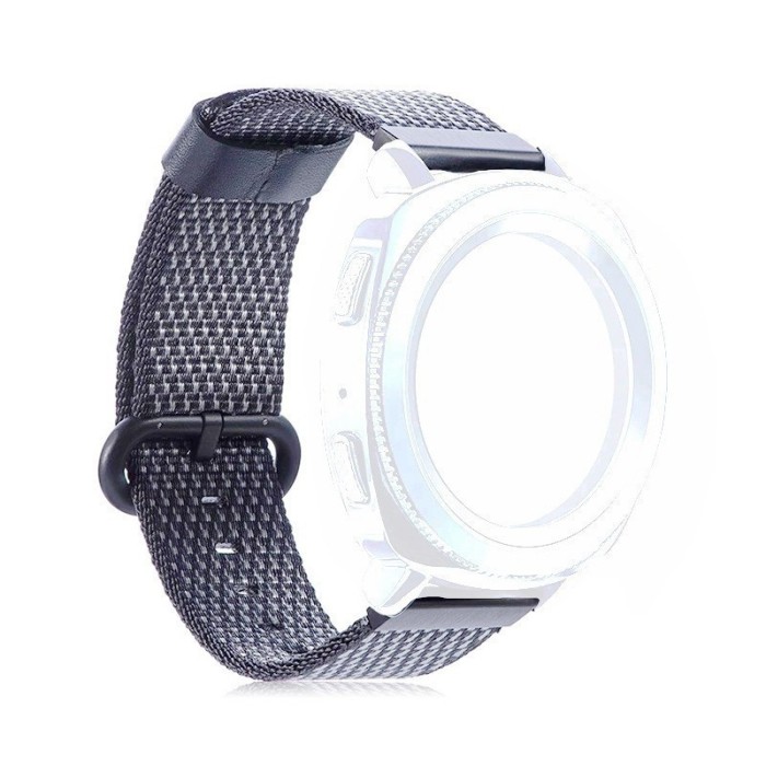 Curea material textil, compatibila Huawei Watch GT 2 46mm, telescoape Quick Release, 22mm, Negru/Argintiu