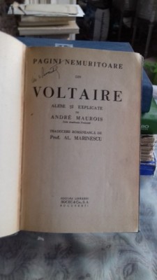 PAGINI NEMURITOARE DIN VOLTAIRE ALESE SI EXPLICATE DE ANDRE MAUROIS foto