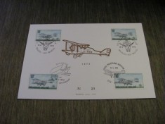 Avion Biplan O-BIEN, 4 Timbre Obliterate 10Fr, Ștampile Speciale , Colecție Aviație Carton Filatelic Belgia 1973