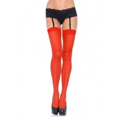 Sheer Stockings, Leg Avenue, Red - O/S - Ciorapi din material opac cu banda elastica pe picior foto