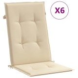 Cumpara ieftin Perne scaun spatar inalt, 6 buc., bej, 120x50x3 cm, textil