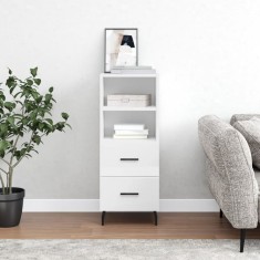 vidaXL Servantă, alb extralucios, 34,5x34x90 cm, lemn compozit 828686