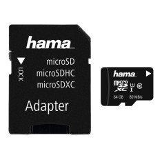Card de memorie Hama MicroSDXC 64GB Class 10 UHS-I 80MB/s + Adaptor foto