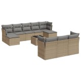 Cumpara ieftin Set canapele de gradina cu perne, 11 piese, bej, poliratan