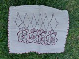 Fata de perna veche taraneasca, cusatura broderie de mana pe panza de canepa, model cu flori, vechi, vintage, Ro