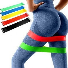 Set 5 benzi elastice de antrenament, pentru fitness, gimnastica, yoga si recuperare, niveluri diferite de rezistenta 2.2 kg , 21.8 kg, multicolore