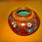 A953-Vaza mica Cloisonne veche anii 1900 bronz emailat.