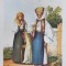 DOUA FEMEI IN COSTUM POPULAR ROMANESC , LITOGRAFIE COLOR , TEXT IN LIMBA GERMANA , DATATA 1857