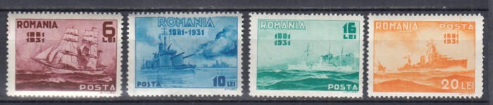 ROMANIA 1931 LP 90 SEMICENTENARUL MARINEI ROMANE SERIE MNH
