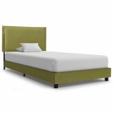 Cadru de pat, verde, 90 x 200 cm, material textil, Cires, Dublu, Cu polite semirotunde, vidaXL