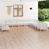 Cumpara ieftin Gossi set mobilier de gradina, 11 piese, alb, lemn masiv de pin