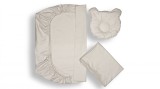 Set lenjerie patut bebe 60x120 cm cu pernuta ergonomica, bumbac egiptean, gri deschis