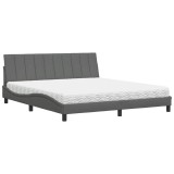 Cumpara ieftin Pat cu saltea, Hanko, gri inchis, 180x200 cm, textil