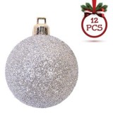 Set Globuri de Craciun Argintii Glitter &Oslash;5cm - 12buc, CMCLASS