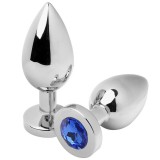 Metal Hard-Plug Anal Diamond Blue Medium 7.62CM-Waterproof