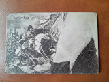 Napoleon Bonaparte pe campul de lupta, gravura tip carte postala