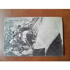 Napoleon Bonaparte pe campul de lupta, gravura tip carte postala