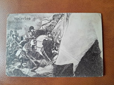 Napoleon Bonaparte pe campul de lupta, gravura tip carte postala foto