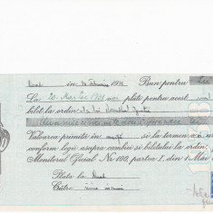 Banca Nationala - Cambie - BILET LA ORDIN 1938 TIMBRU SEC 8 LEI APOSTILA