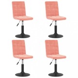 Cumpara ieftin Scaune de masa pivotante, 4 buc, roz, catifea