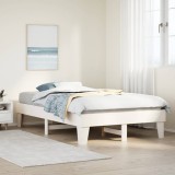 VidaXL Cadru de pat fără saltea, alb, 135x190 cm, lemn masiv de pin