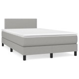 Gossi pat cu arcuri, saltea si led, gri deschis, 120x190 cm, textil