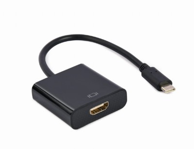 ADAPTOR video GEMBIRD, adaptor USB-C Type-C (T) la HDMI (M), 15cm, rezolutie maxima 4K (3840 x 2160) la 60Hz, negru, &amp;quot;A-CM-HDMIF-04&amp;quot; (timbru verde 0.1 foto